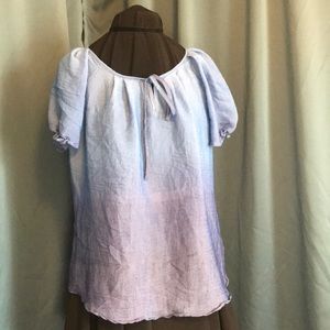 Como Vintage ombré blue peasant blouse